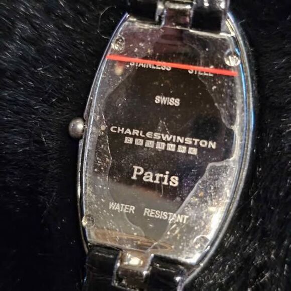 Charles Winston ladies Paris tank watch with diamond bezel